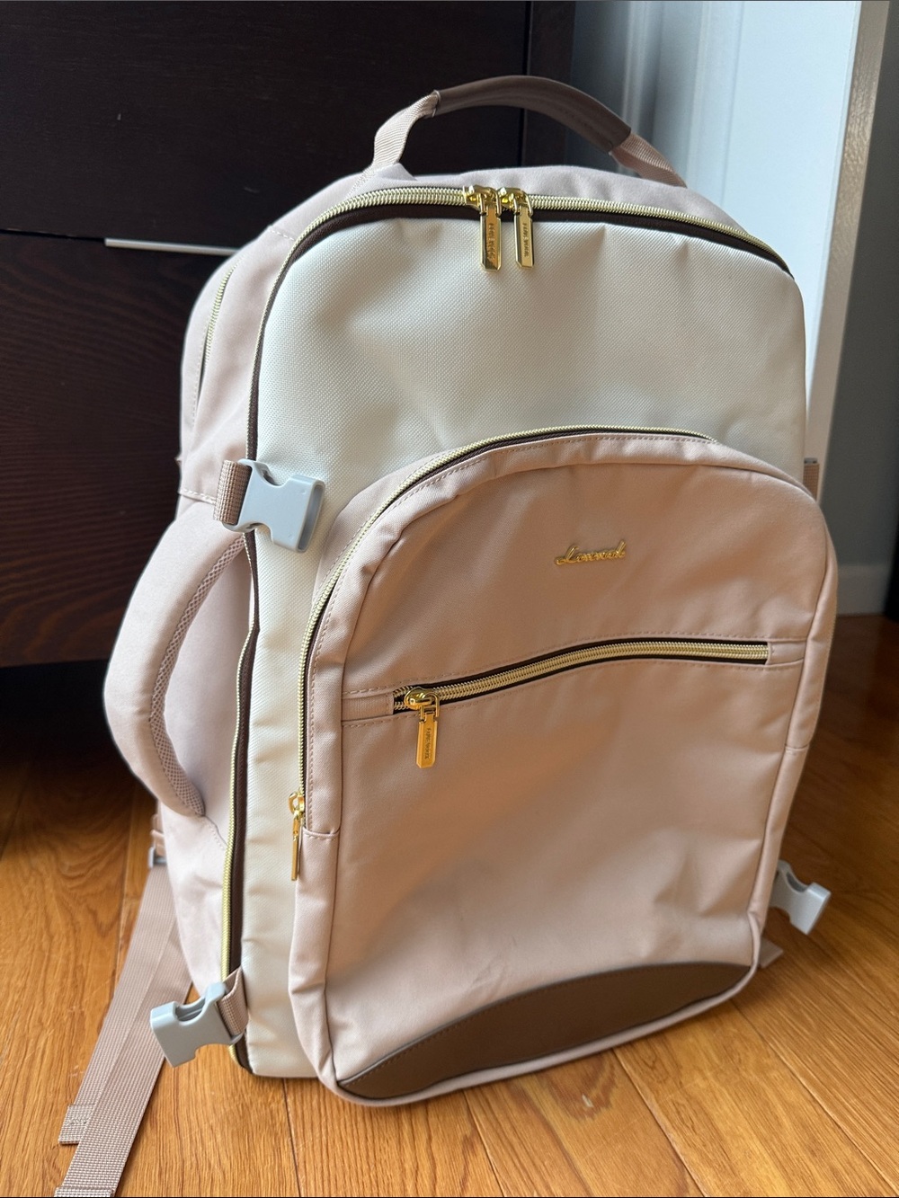 Beige & Cream Travel Backpack